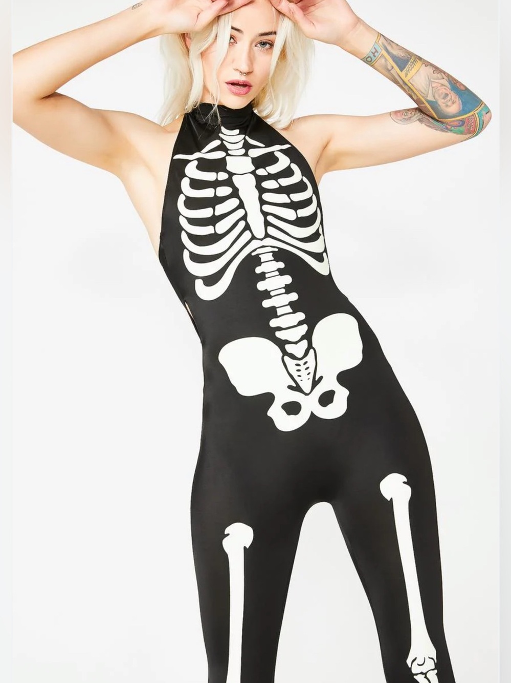 Dolls Kill Trickz N' Treatz IN MY BONES CATSUIT Glow in the Dark Size Medium NWT - Picture 3 of 3